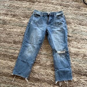 Distressed Blue Straight Leg Women's Jeans
